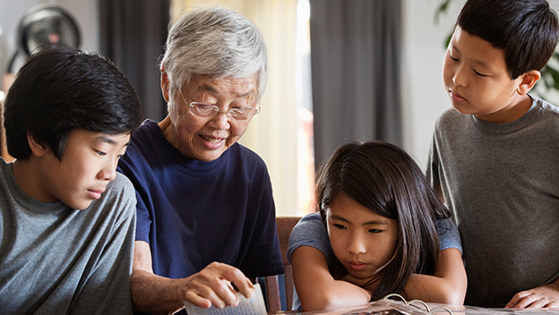 Grandmother with grandkids