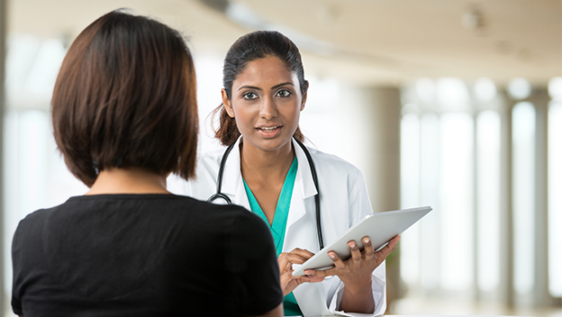 Patient consulting with doctor