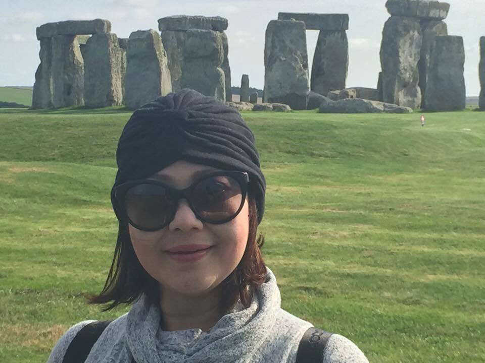 Grace Acuin in Stonehenge, UK